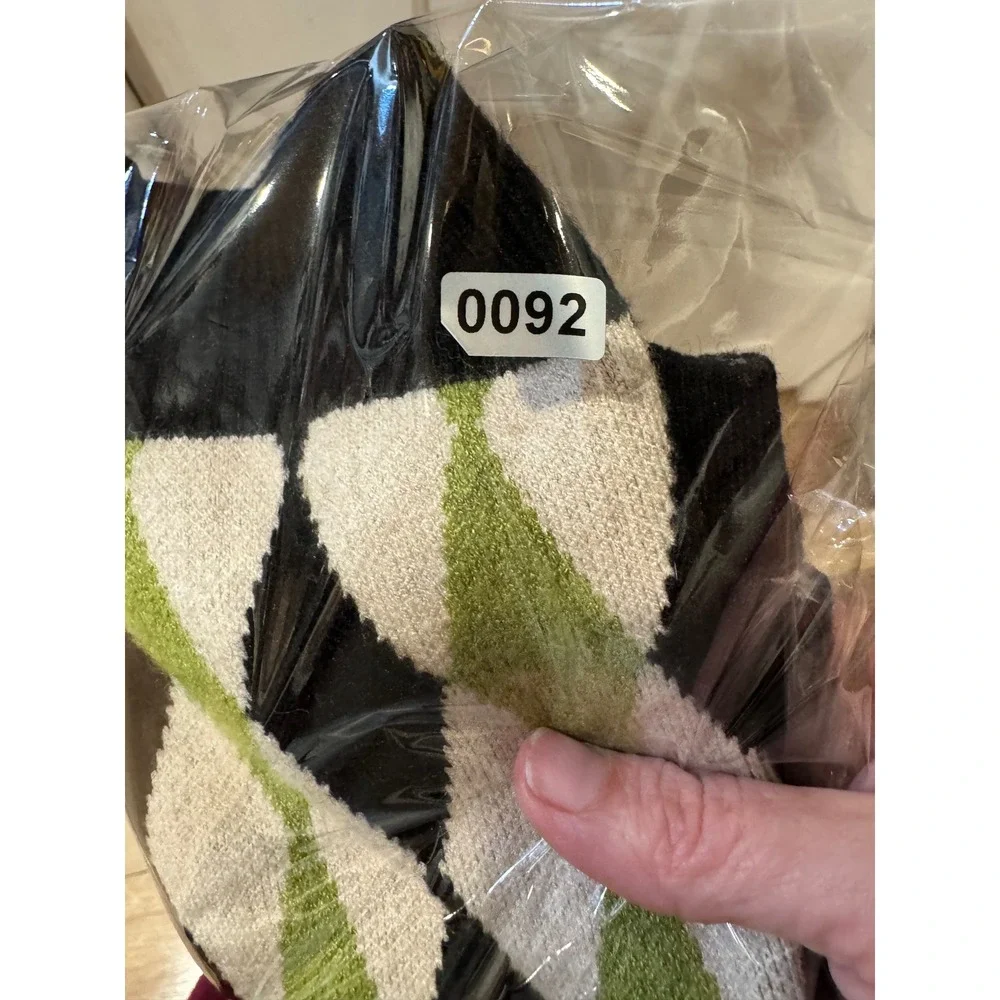 The Oblong Box Shop Black Cat Argyle Sweater XL Green Black Retro Rockabilly